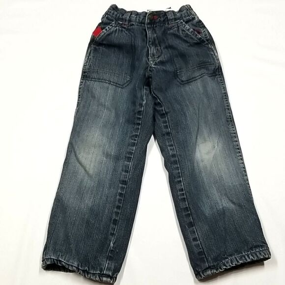 Old Navy Jeans Boys Toddler 5T Denim Fleece Lined Pockets Button Zip Closure - Picture 1 of 6